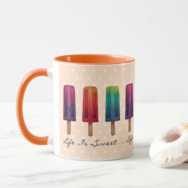 Wasserfarbe Niedlich Popsim Eis Cremes Tasse (Mit Donut)
