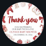 Wasserfarbe Niedlich Red Christmas Winter Baby Dus Runder Aufkleber<br><div class="desc">Wasserfarbe Niedlich Red Christmas Winter Baby Dusche</div>