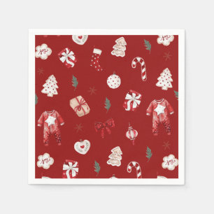 Wasserfarbe Niedlich Red Christmas Winter Baby Dus Serviette