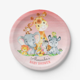 Wasserfarbe Niedlich Safari Jungle Animals Kinderd Pappteller