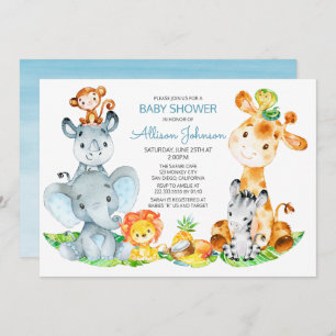 Wasserfarbe Niedlich Safari Jungle Baby Dusche Einladung