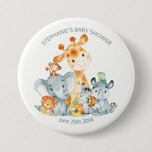 Wasserfarbe Niedlich Safari Jungle Babydusche Button