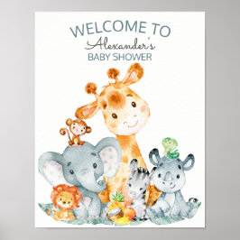 Wasserfarbe Niedlich Safari Jungle Babydusche Poster