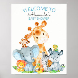 Wasserfarbe Niedlich Safari Jungle Babydusche Poster