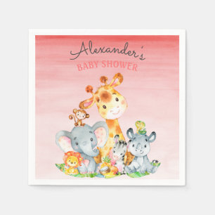 Wasserfarbe Niedlich Safari Jungle Babydusche Serviette