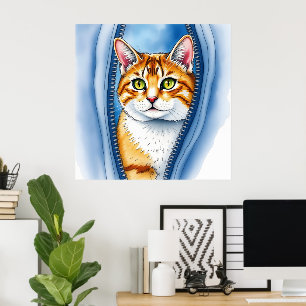 Wasserfarbe Niedlich Schöne Katzen Sammlung Poster
