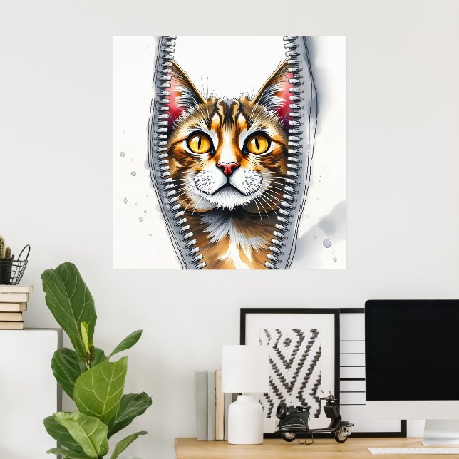 Wasserfarbe Niedlich Schöne moderne Katze Sammlung Poster (Heimbüro)