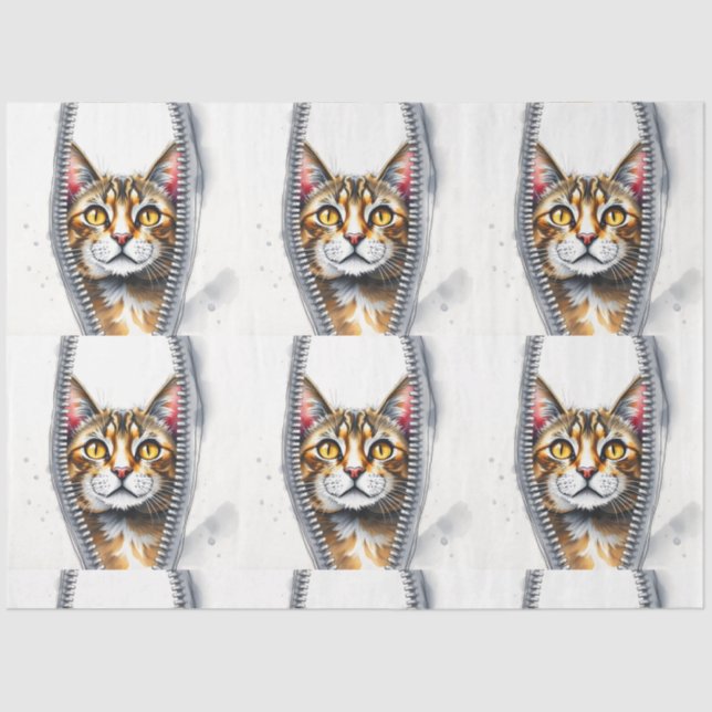 Wasserfarbe Niedlich Schöne moderne Katze Sammlung Seidenpapier (Vorderseite)