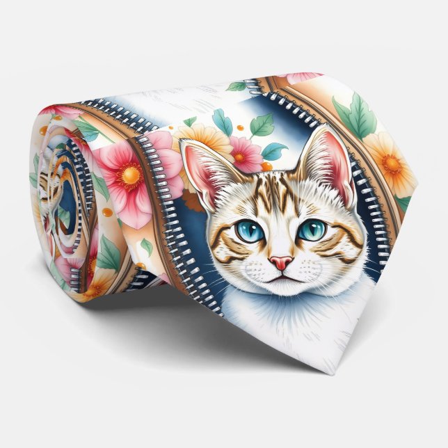 Wasserfarbe Niedlich Schöne, trendy Cat Collection Krawatte (Gerollt)