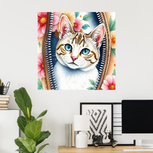 Wasserfarbe Niedlich Schöne, trendy Cat Collection Poster