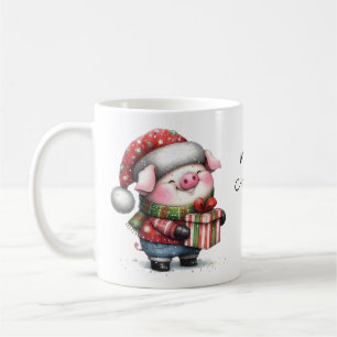 Wasserfarbe Niedlich Schwein Frohe Weihnachten Kaffeetasse