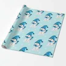 Wasserfarbe Niedlich Snowman Blaues Wintermuster