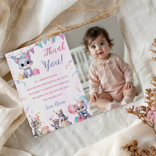 Wasserfarbe Niedliche Katze Geburtstag Danke Karte