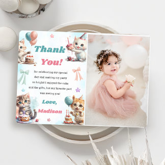 Wasserfarbe Niedliche Katze Vielen Dank Ihr Card F Einladung