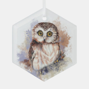 Wasserfarbe Niedliche Vogelart Ornament Aus Glas