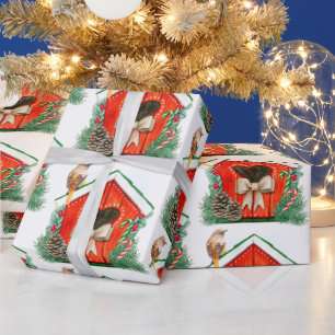 Wasserfarbe Niedliche Vogelhütten Kunst Geschenkpapier