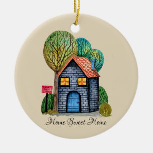 Wasserfarbe Niedliche Zuhause Sweet Zuhause Art Keramik Ornament