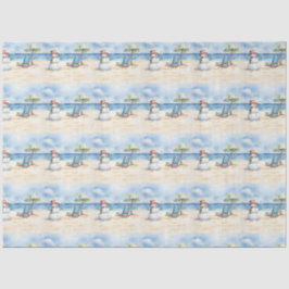 Wasserfarbe Niedlicher Schneemann im Urlaub Seidenpapier