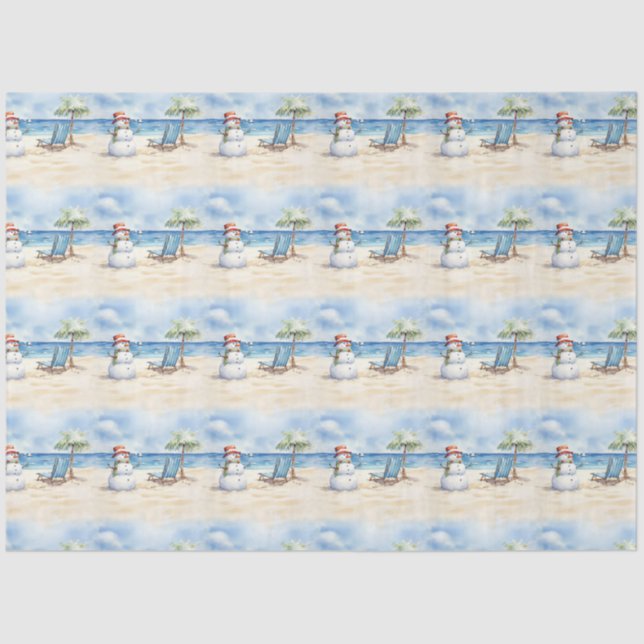 Wasserfarbe Niedlicher Schneemann im Urlaub Seidenpapier (Vorderseite)