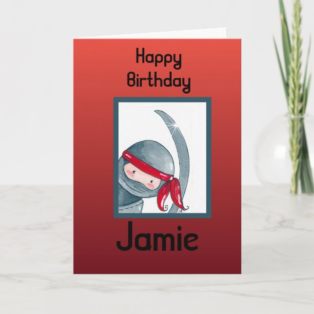 Wasserfarbe Ninja, Geburtskarte Karte (Vorderseite)