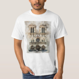 Wasserfarbe Notre Dame Kathedrale Fassade T-Shirt