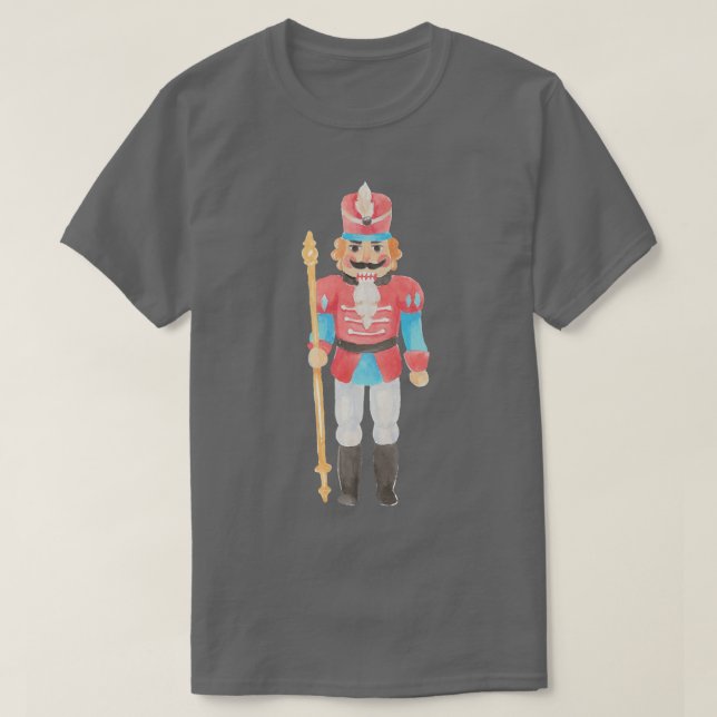 Wasserfarbe Nutcracker Weihnachtsbaum Lichter T-Shirt (Design vorne)