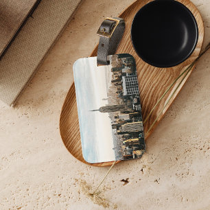 Wasserfarbe NYC Reiseziel Gepäckmarke Gepäckanhänger