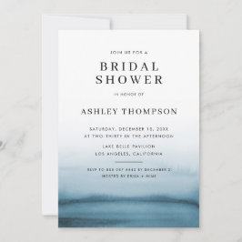 Wasserfarbe Ombre Navy Blau Modernes Brautparty Einladung