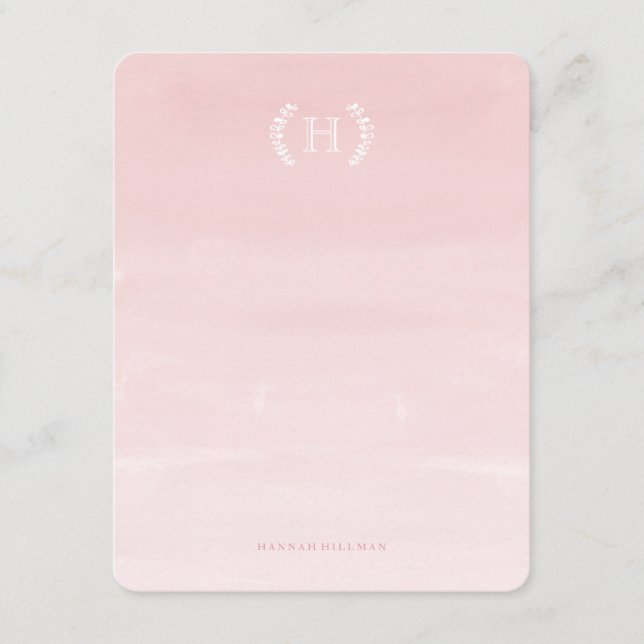 Wasserfarbe Ombre Pink Persönliche Stationierung Mitteilungskarte (Vorderseite)