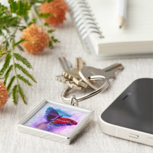 Wasserfarbe Ombre Pink und Lila Schmetterling Schlüsselanhänger