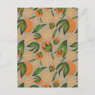 Wasserfarbe Orange Gray Frucht Muster Postkarte