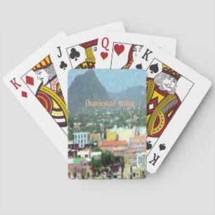 Wasserfarbe Oranjestad, Aruba Spielkarten