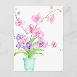 Wasserfarbe Orchid Postkarte