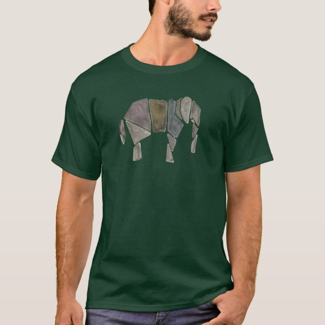 Wasserfarbe Origami Elephant T-Shirt (Vorderseite)