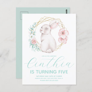 Wasserfarbe Ostern Bunny Girl Postkarte