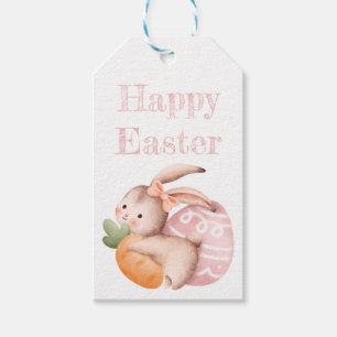 Wasserfarbe Ostern niedlicher Hase mit Ei-Gift-Tag Geschenkanhänger