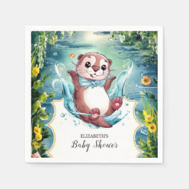 Wasserfarbe Otter Babydusche Serviette