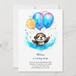 Wasserfarbe Otter Geburtstag Einladung
