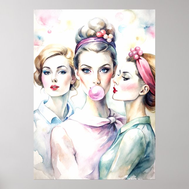 Wasserfarbe Paint Funny Girl Poster (Vorne)