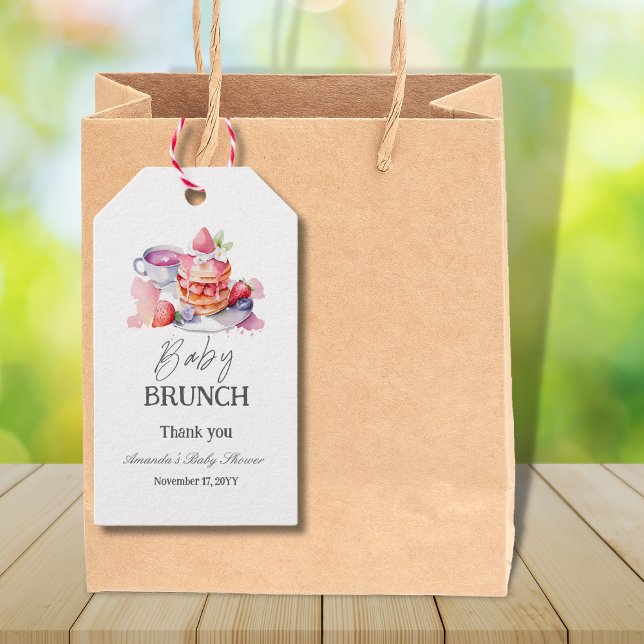 Wasserfarbe Pancake Baby Brunch Dusche Geschenkanhänger (Von Creator hochgeladen)