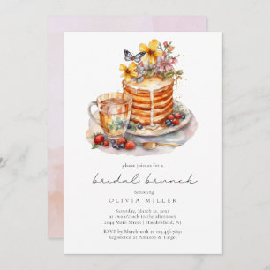 Wasserfarbe Pancakes Bridal Brunch Einladung