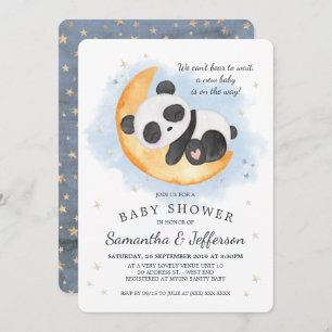 Wasserfarbe Panda Babydusche Einladung