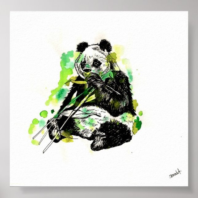 Wasserfarbe Panda Poster (Vorne)