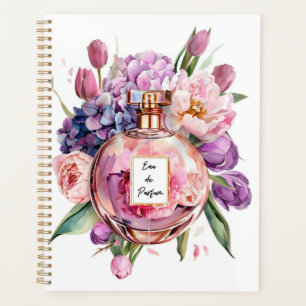 Wasserfarbe Parfüm Flasche mit Blume Notebook Planer