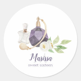 Wasserfarbe Parfüm Flasche Quinceanera Geburtstag Runder Aufkleber
