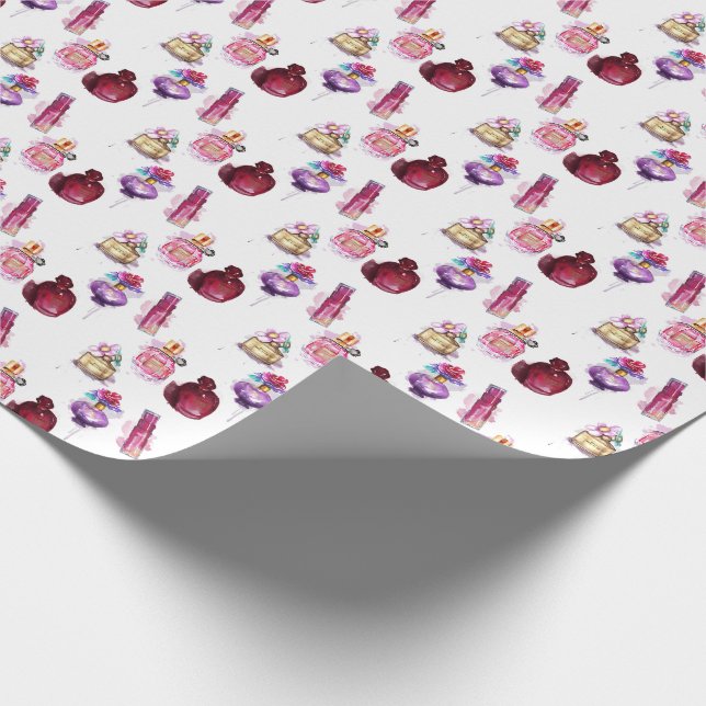 Wasserfarbe Parfüms Flaschen Geschenkpapier (Ecke)