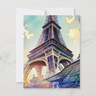Wasserfarbe Paris Effel Tower Mitteilungskarte