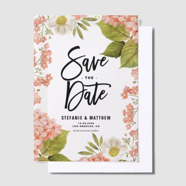 Wasserfarbe Peach Hydrangea Save the Date (Versetzt)