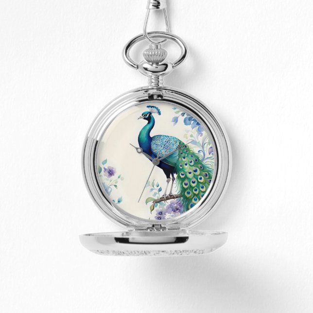 Wasserfarbe Peacock Armbanduhr (Vorderseite)