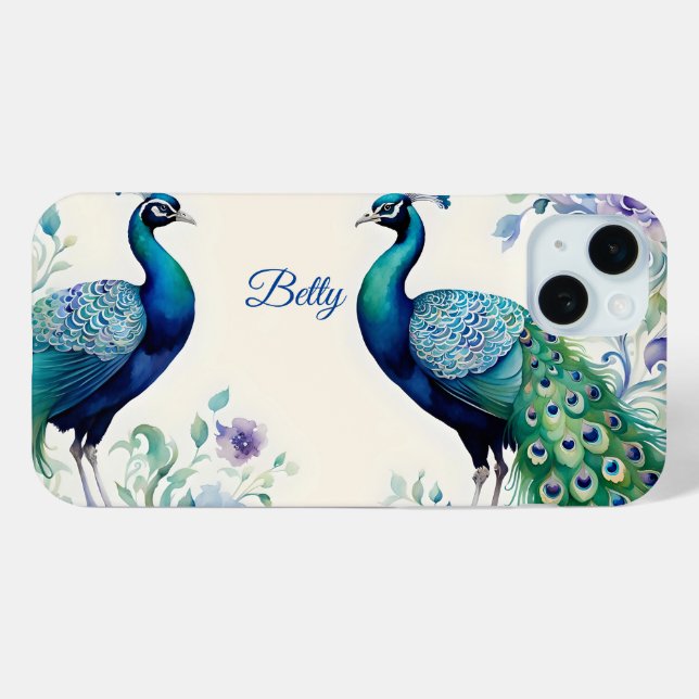 Wasserfarbe Peacock Case-Mate iPhone Hülle (Rückseite (Horizontal))